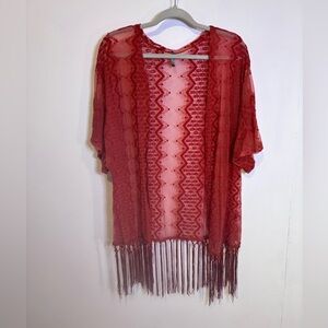 Vanity burnt orange Lace Kimono XL tassel detail